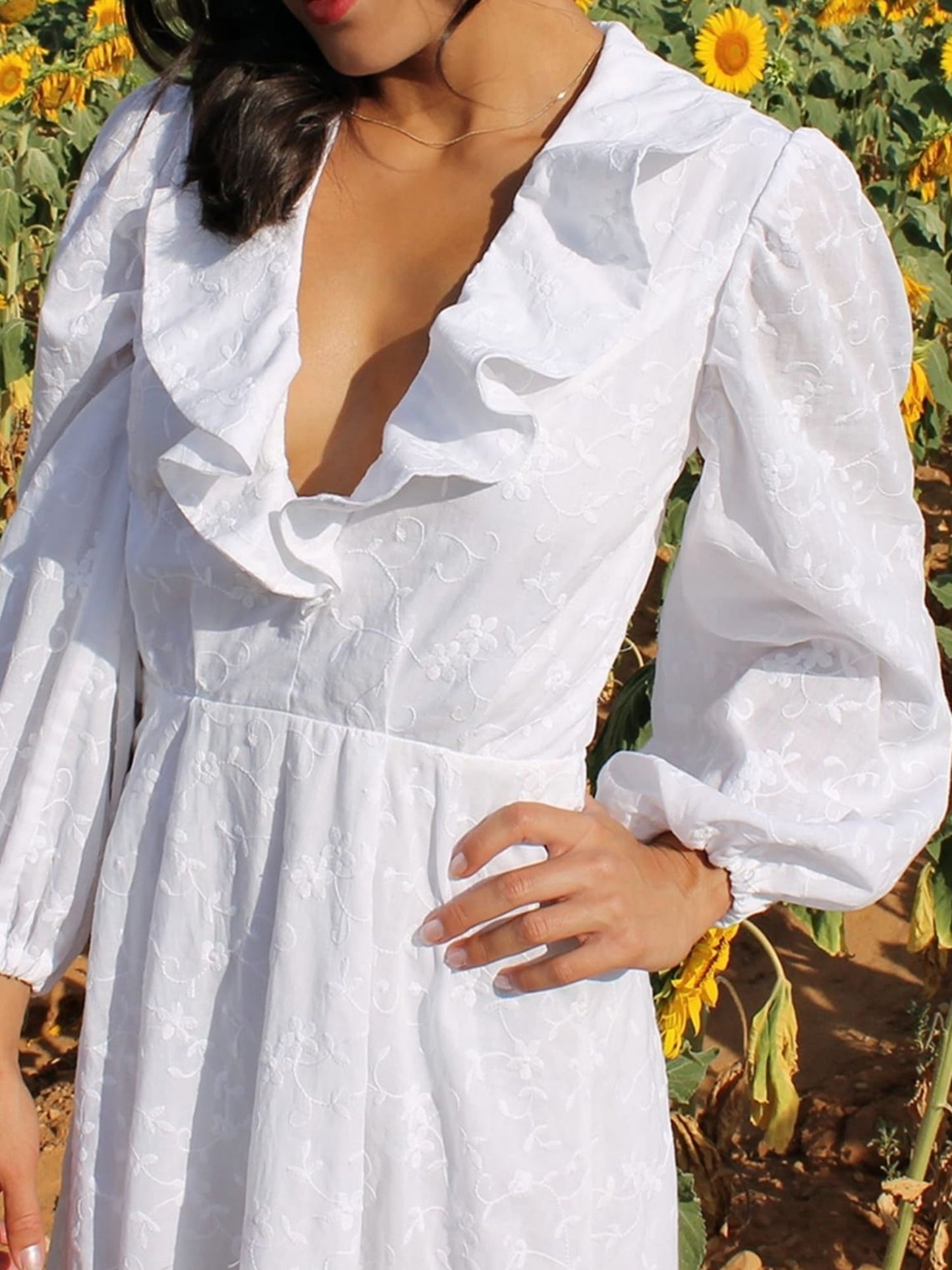 Vestido largo bordado flores