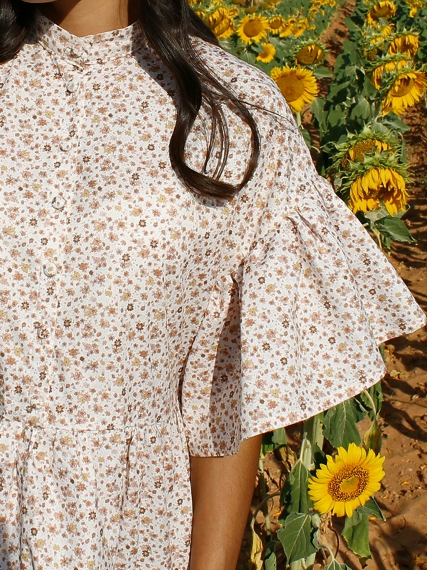 Vestido oversize flores teja