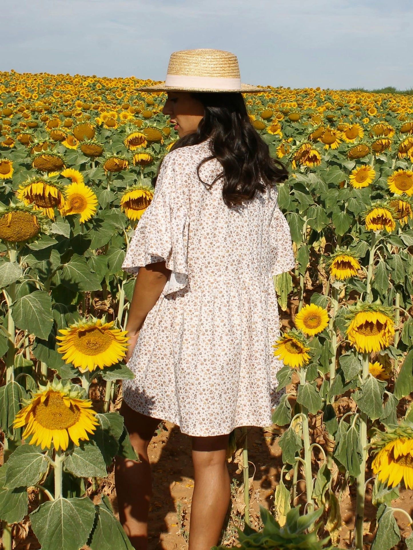 Vestido oversize flores teja