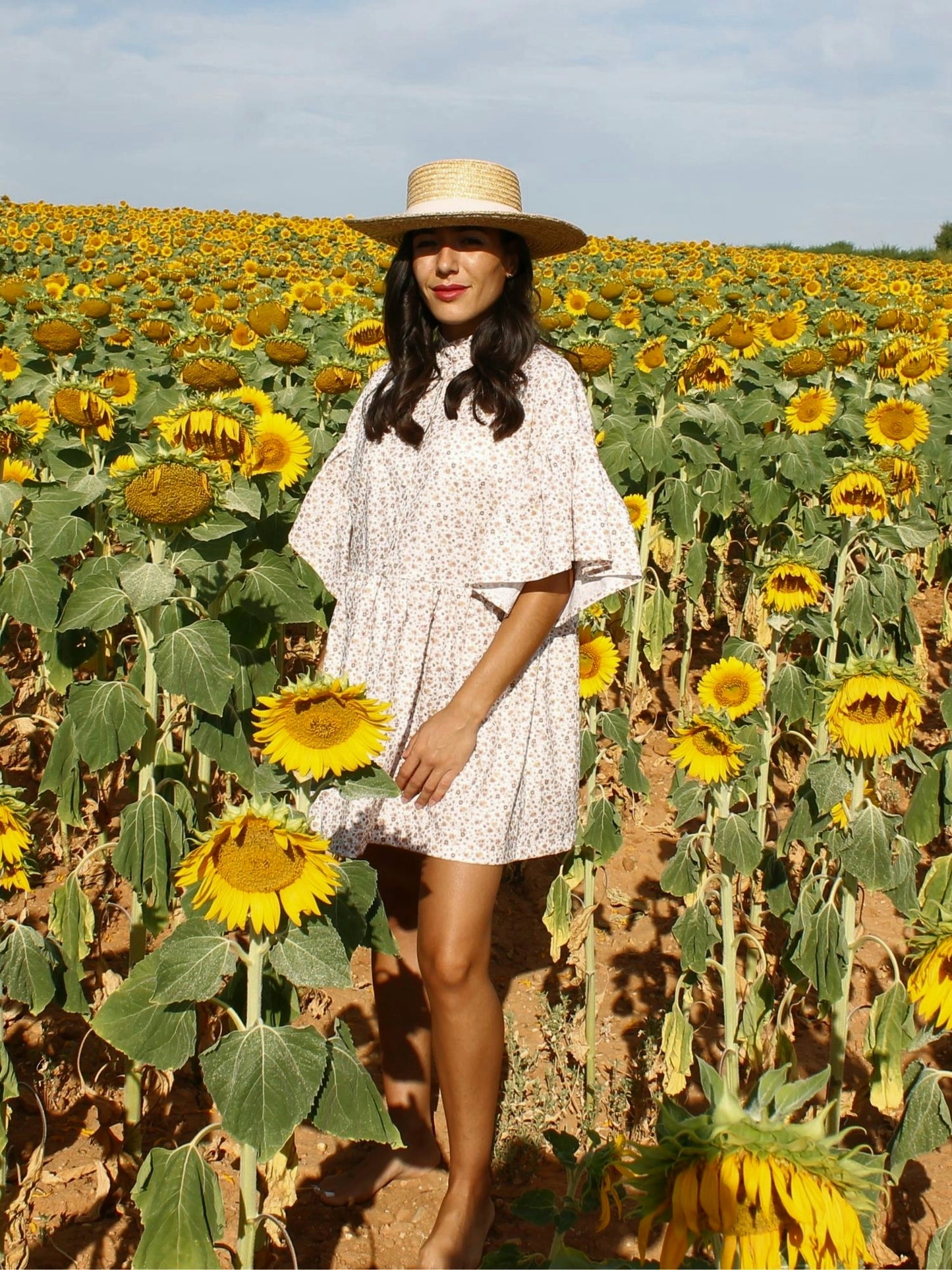 Vestido oversize flores teja