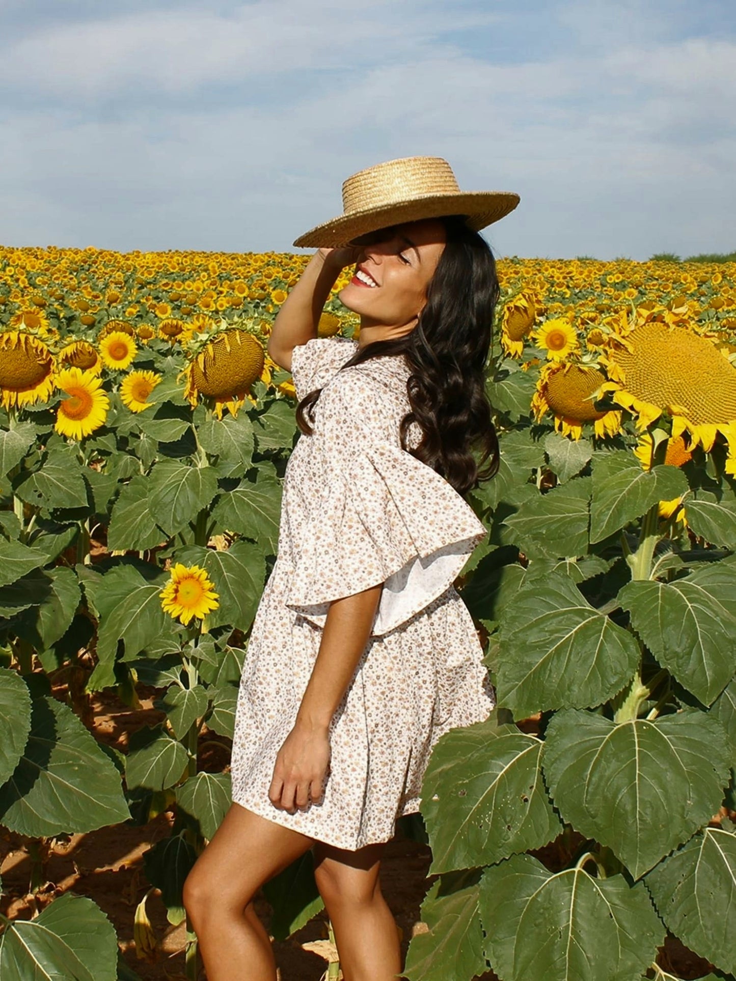 Vestido oversize flores teja