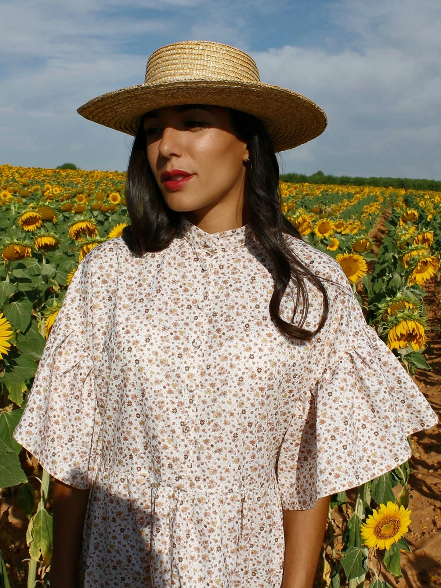 Vestido oversize flores teja