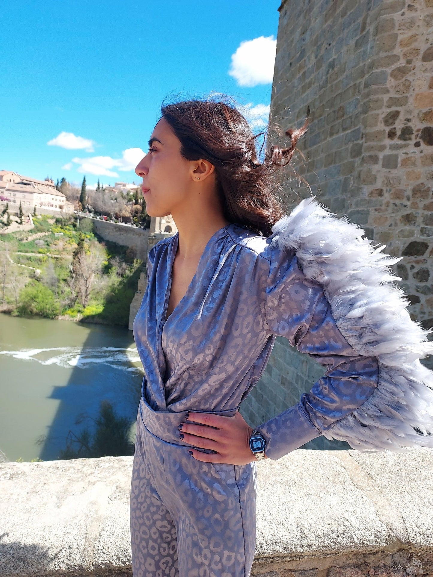 Pantalón gris porcelana