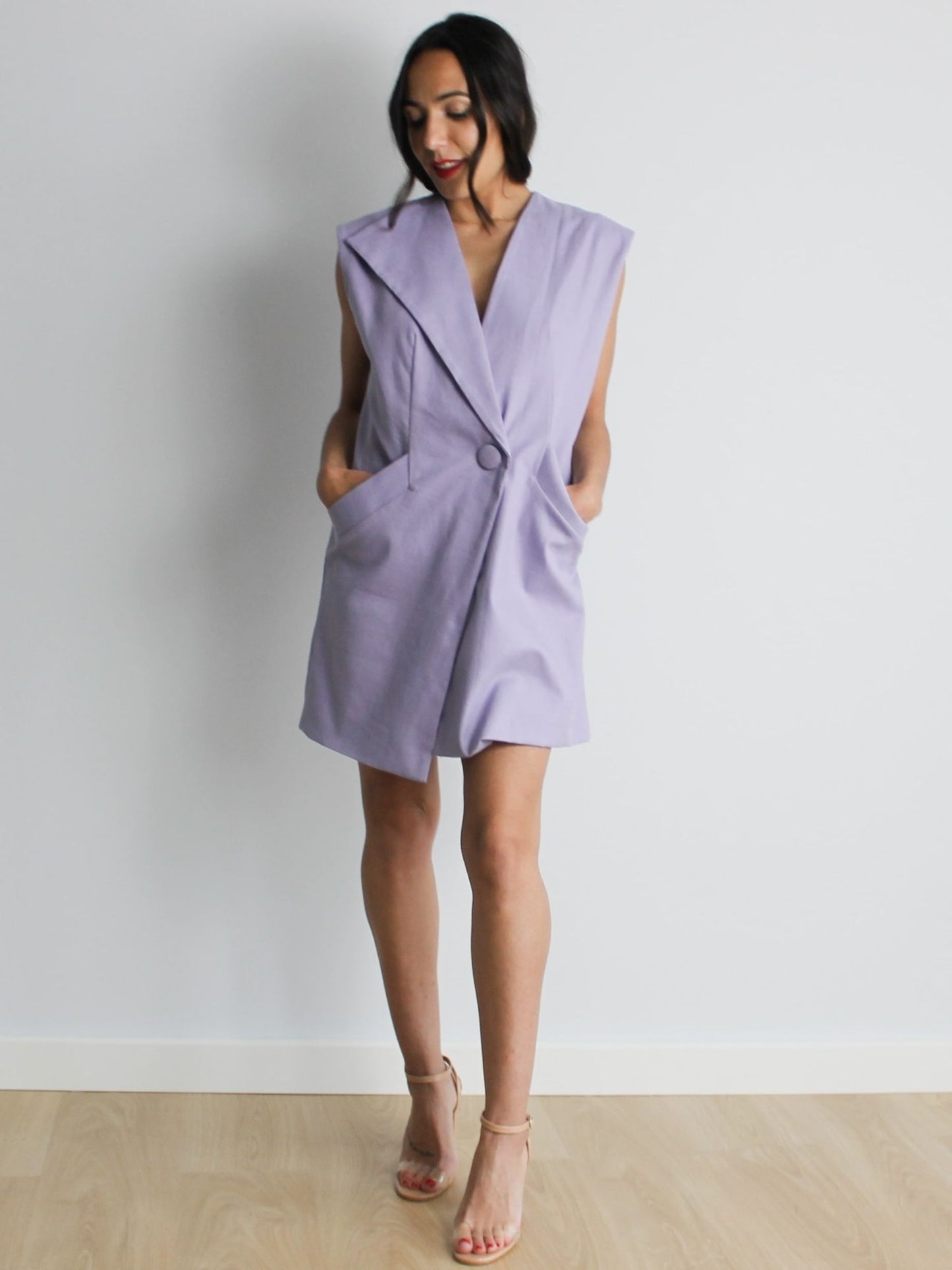 Chaleco asimétrico de lino - Lila