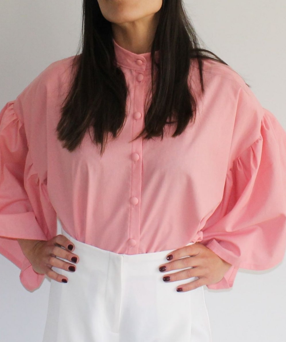 Camisa manga volante - Rosa