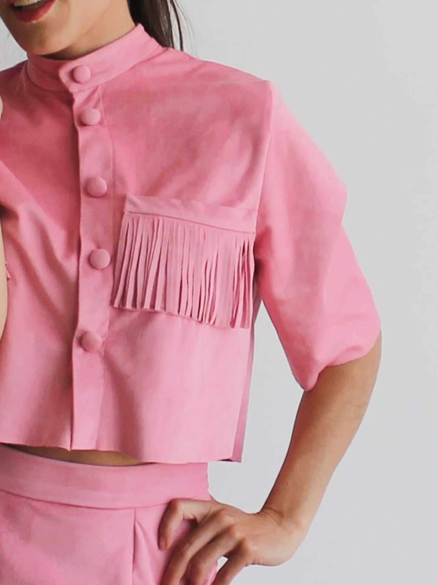 Top rosa efecto ante