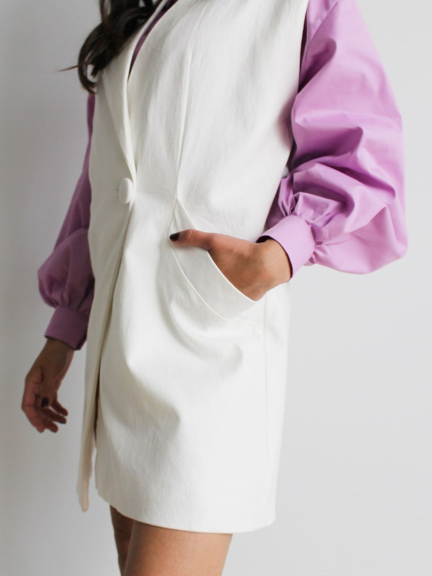 Chaleco asimétrico de lino - Blanco