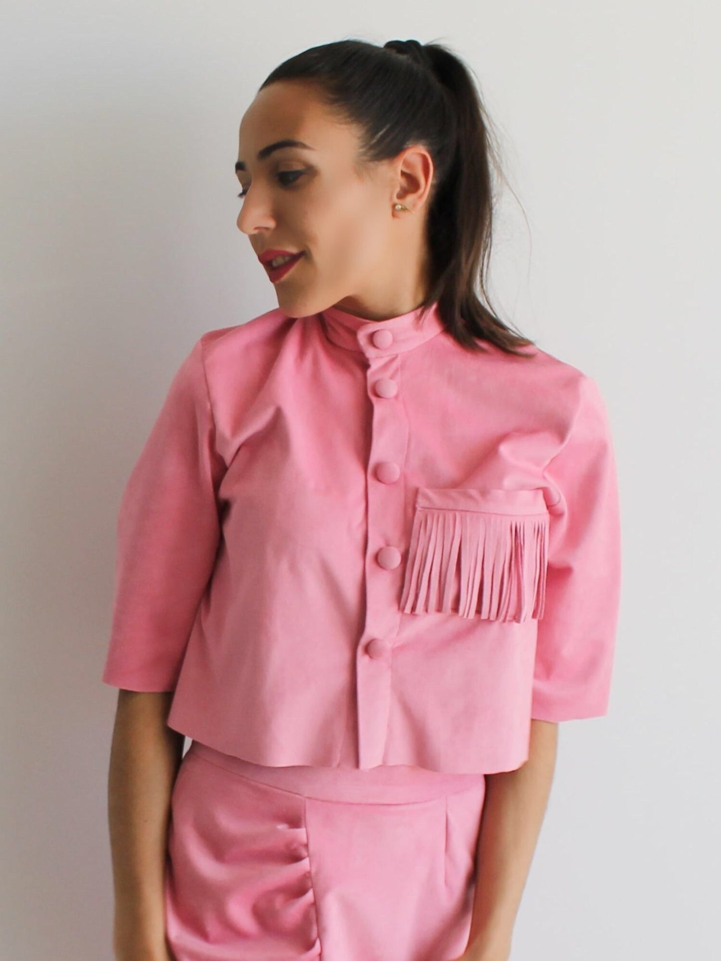 Top rosa efecto ante
