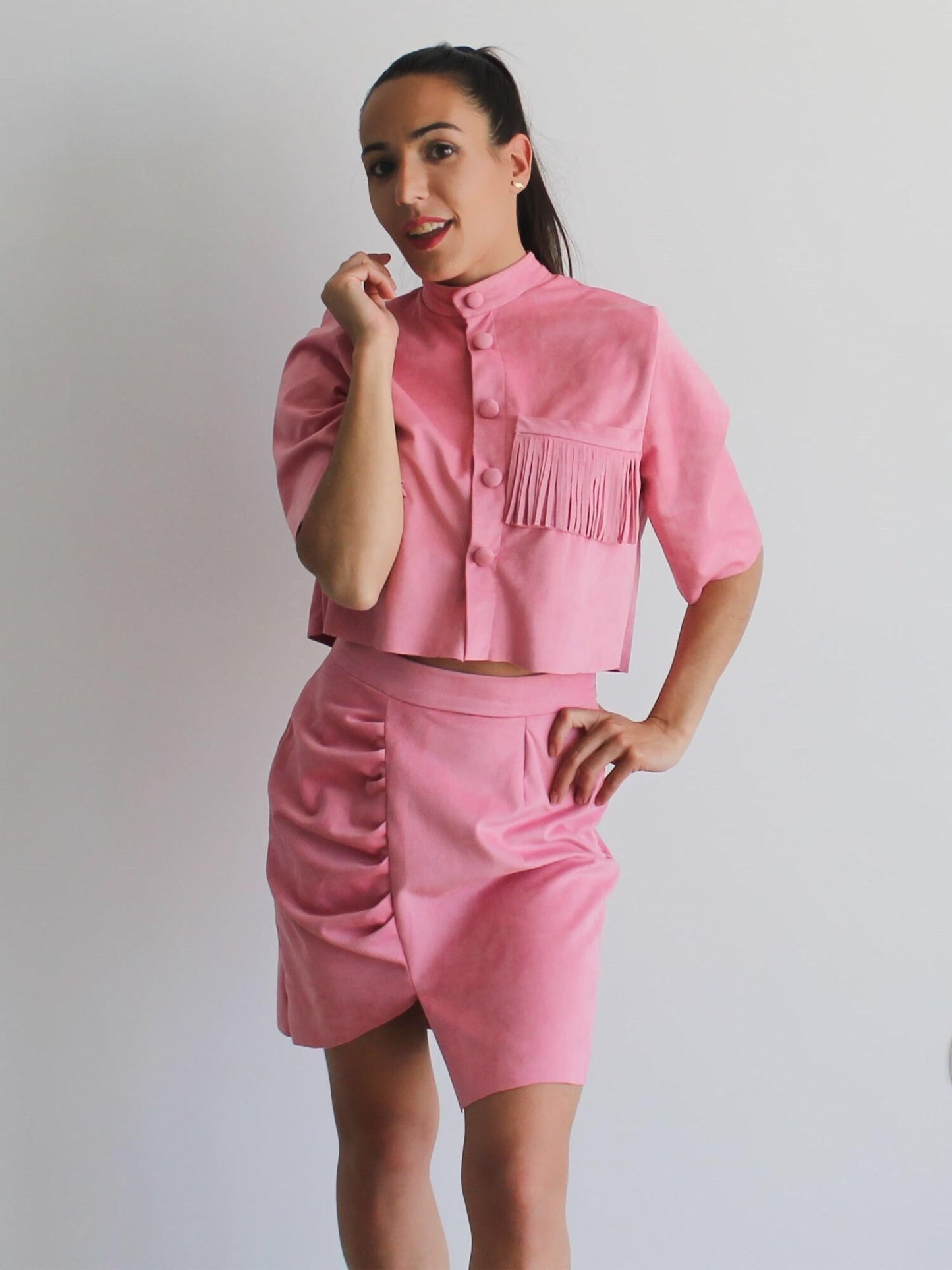 Top rosa efecto ante